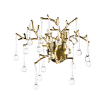 Бра в форме ветвей деревьев золотого цвета с прозрачными подвесками-каплями Droplet Bra варинант исполнения - 3 | Loft Concept в Тюмени