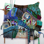 Панно гобелен яркие Пространство-Время TimeSpace Blue варинант исполнения - 1 | Loft Concept в Тюмени