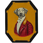 Картина в раме Chinoiserie Grey Dog Yellow Portrait варинант исполнения - 1 | Loft Concept в Тюмени