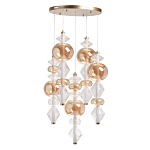 Люстра с плафонами из прозрачного и янтарного стекла в виде шаров и ромбов Gabriel Scott Luna варинант исполнения - 2 | Loft Concept в Тюмени