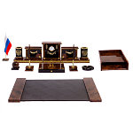 Настольный письменный набор с часами из природного камня обсидиана Royal Set варинант исполнения - 1 | Loft Concept в Тюмени