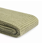 Плед из шерсти зеленого цвета с бахромой Waffle Comfort варинант исполнения - 3 | Loft Concept в Тюмени