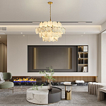 Люстра четырехъярусная с подвесками в форме дисков Cryptocrystalline Stone варинант исполнения - 6 | Loft Concept в Тюмени