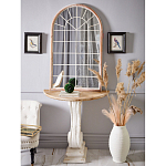 Зеркало-окно настенное в венецианском стиле с деревянной рамой бежевого цвета Venetian Smooth варинант исполнения - 4 | Loft Concept в Тюмени