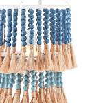 Подвесной светильник двухъярусный с декором из круглых деревянных бусин с кисточками Blue Wooden Beads Chandelier варинант исполнения - 1 | Loft Concept в Тюмени