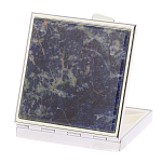 Таблетница карманная квадратная с 4-мя отделениями с зеркалом и накладкой из натурального камня Содалит Silver Stone Pillboxes варинант исполнения - 2 | Loft Concept в Тюмени