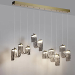 Подвесной светильник линейный с плафонами волнистой формы из фактурного стекла Big Wave варинант исполнения - 4 | Loft Concept в Тюмени