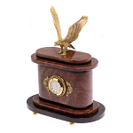 Часы настольные бронзовые из натурального камня Лемезит с декором в виде горного орла Eagle Stone Clock варинант исполнения - 2 | Loft Concept в Тюмени