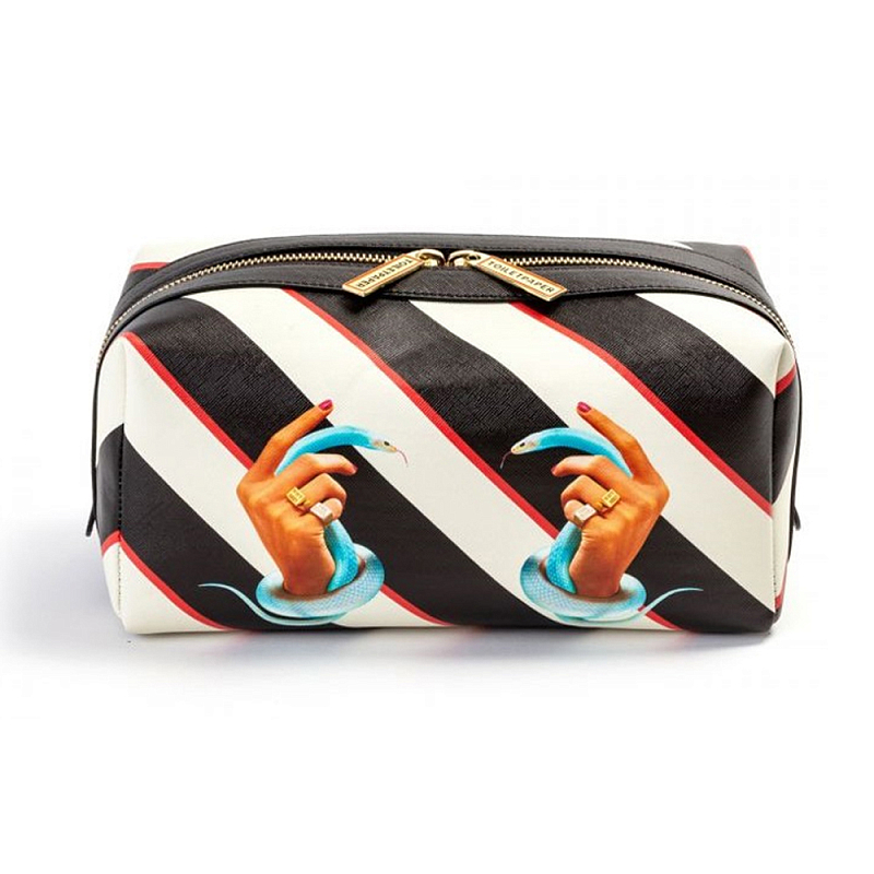 Косметичка Seletti Stripes Hands with Snakes Черный Белый Голубой Бежевый Косметичка Seletti Stripes Hands with Snakes Черный Белый Голубой Бежевый в Тюмени | Loft Concept