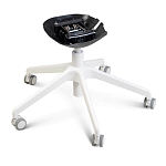 Стул с мягкой синей обивкой из велюра и подъемно-поворотным механизмом на белых колесиках Harper Blue and White варинант исполнения - 5 | Loft Concept в Тюмени