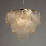 Люстра на цепи с прозрачными стеклянными подвесками в виде листьев Textured Glass Chandelier варинант исполнения - 3 | Loft Concept в Тюмени