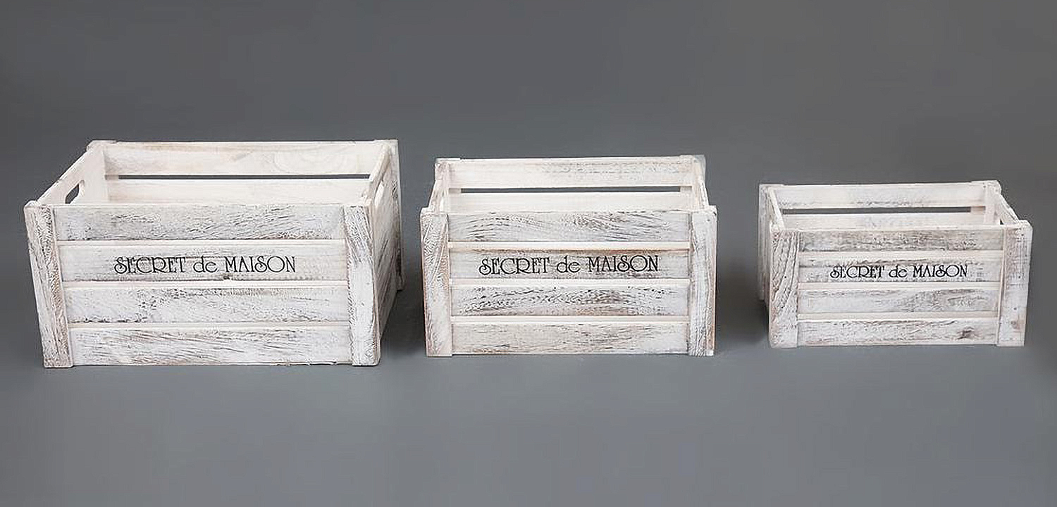 Набор из трёх ящиков Set of three antique white boxes  - Loft-Concept в Тюмени