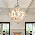 Люстра  с каскадом из круглых декоративных элементов  White Clear Glass Chandelier варинант исполнения - 4 | Loft Concept в Тюмени