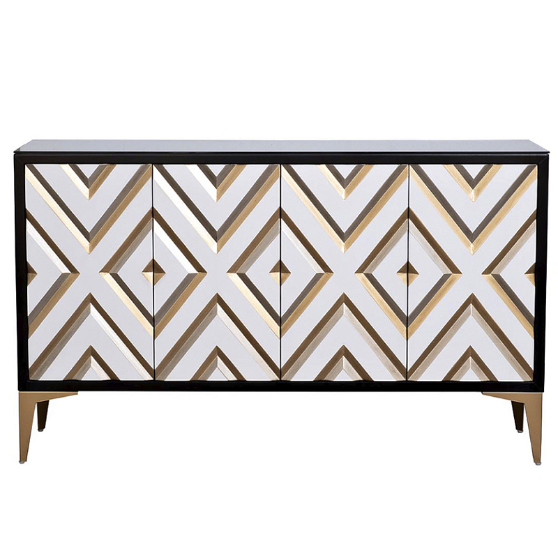 Комод в стиле арт-деко Kente Pattern Commode Черный Бронза Комод в стиле арт-деко Kente Pattern Commode Черный Бронза в Тюмени | Loft Concept