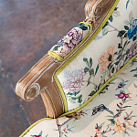 Кресло из натурального бука бежевое с изображением птиц и цветов Beige Green Chinoiserie Garden Armchair варинант исполнения - 5 | Loft Concept в Тюмени