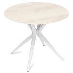 Стол обеденный с круглой столешницей из керамики на четырех белых ножках Sand Ceramics варинант исполнения - 3 | Loft Concept в Тюмени
