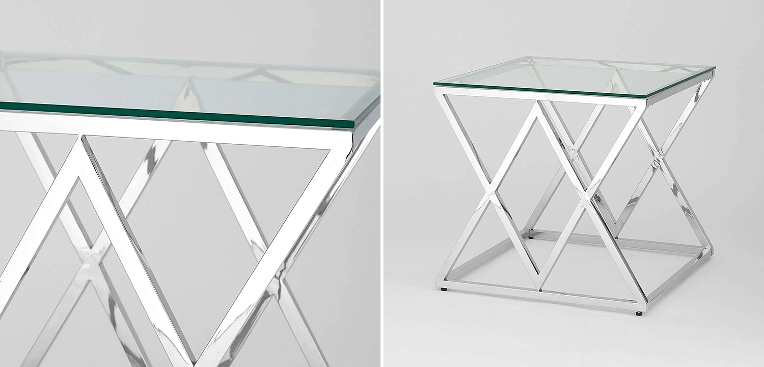Стол приставной Geometry Rhombus Silver Стол приставной Geometry Rhombus Silver - Loft-Concept в Тюмени