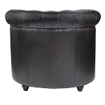 Кресло кожаное с мягкими подлокотниками на 4-х деревянных ножках Logan Leather Armchair black варинант исполнения - 3 | Loft Concept в Тюмени
