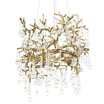 Подвесная люстра в виде ветвей деревьев золотого цвета с прозрачными подвесками-каплями 8 и 14 ламп Droplet Chandelier варинант исполнения - 1 | Loft Concept в Тюмени