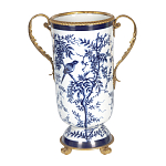 Ваза с бронзовыми ручками и синим цветочным узором Blue & White Ornament варинант исполнения - 1 | Loft Concept в Тюмени