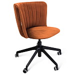 Стул с мягкой оранжевой обивкой из велюра и подъемно-поворотным механизмом на черных колесиках Harper Orange варинант исполнения - 1 | Loft Concept в Тюмени