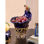 Чаша темно-синего цвета из фарфора с разноцветной птичкой Eden Garden porcelain and bronze варинант исполнения - 6 | Loft Concept в Тюмени