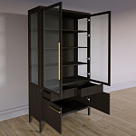 Витрина Primo со стеклянными фасадами и буфетом шпон Темный орех варинант исполнения - 4 | Loft Concept в Тюмени