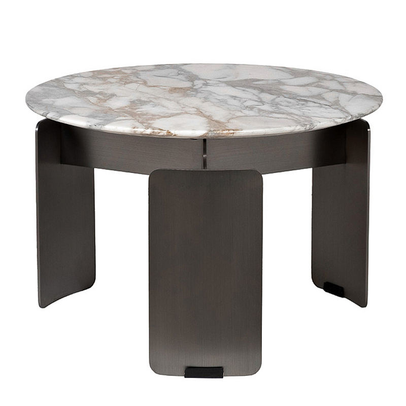 Столик журнальный с круглой мраморной столешницей на трех опорах Marble Stone Drawing  в Тюмени | Loft Concept 