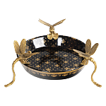 Блюдо черного цвета из фрафора на бронзовых ножках в виде стрекоз Eden Garden варинант исполнения - 2 | Loft Concept в Тюмени