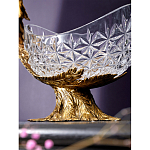 Чаша из прозрачного стекла на бронзовой подставке в виде павлина с рельефным хвостом Eden Garden варинант исполнения - 5 | Loft Concept в Тюмени