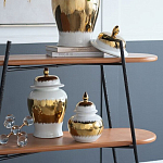 Ваза белая с крышкой и золотистыми фрагментами Chinoiserie Ceramics варинант исполнения - 2 | Loft Concept в Тюмени