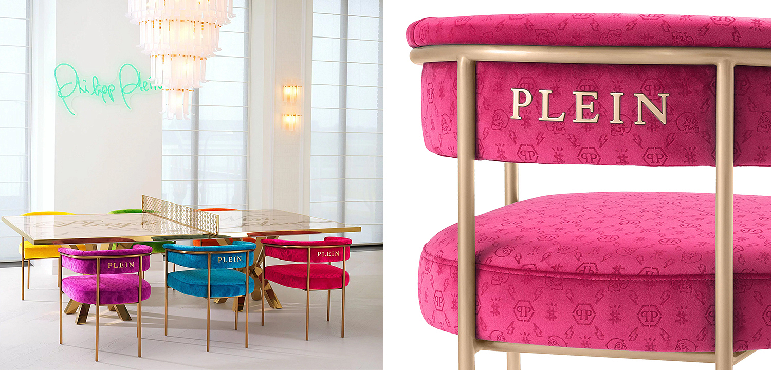 Стул Philipp Plein Dining Chair Monogram Розовый Стул Philipp Plein Dining Chair Monogram Розовый - Loft-Concept в Тюмени