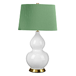 Настольная лампа с белым фигурным основанием на латунном основании и зеленым тканевым конусным абажуром Elstead Lighting варинант исполнения - 1 | Loft Concept в Тюмени