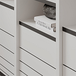 Стеллаж прямой ассиметричный с полками и 4-мя дверцами ARYA BOOKCASE WHITE варинант исполнения - 6 | Loft Concept в Тюмени