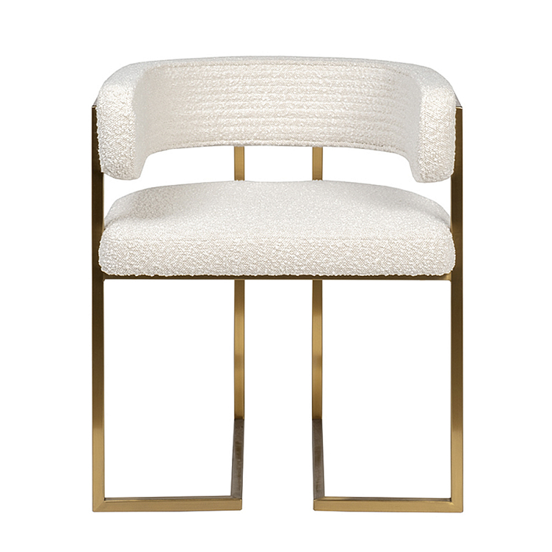 Стул букле бежевый с каркасом цвета матовое золото Tactility Бежевый матовое золото в Тюмени | Loft Concept 
