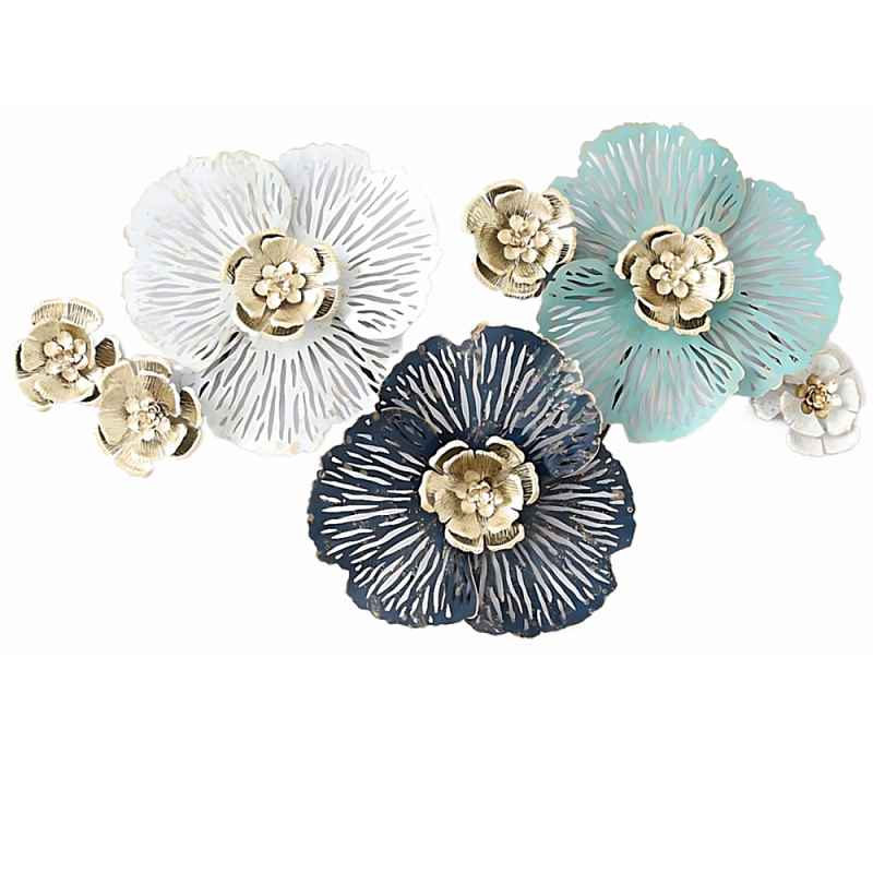 Панно настенное Blank Sheet Flowers Золотой Белый Синий Панно настенное Blank Sheet Flowers Золотой Белый Синий в Тюмени | Loft Concept