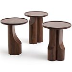 Круглый приставной стол из массива ореха Balu Wooden Side Table варинант исполнения - 5 | Loft Concept в Тюмени