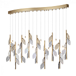 Люстра с золотистыми трубками и прозрачными стеклянными листьями на подвесах Sylva  варинант исполнения - 3 | Loft Concept в Тюмени