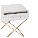 Приставной столик с выдвижным ящиком  White Table Carved Pattern варинант исполнения - 2 | Loft Concept в Тюмени
