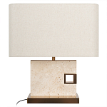 Настольная лампа с прямоугольным основанием из натурального камня c тканевым абажуром Lapis Tiburtinus варинант исполнения - 1 | Loft Concept в Тюмени