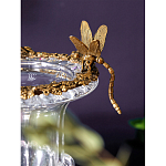 Ваза из прозрачного стекла на бронзовой подставке с ободком и ручками в виде стрекоз Eden Garden варинант исполнения - 3 | Loft Concept в Тюмени