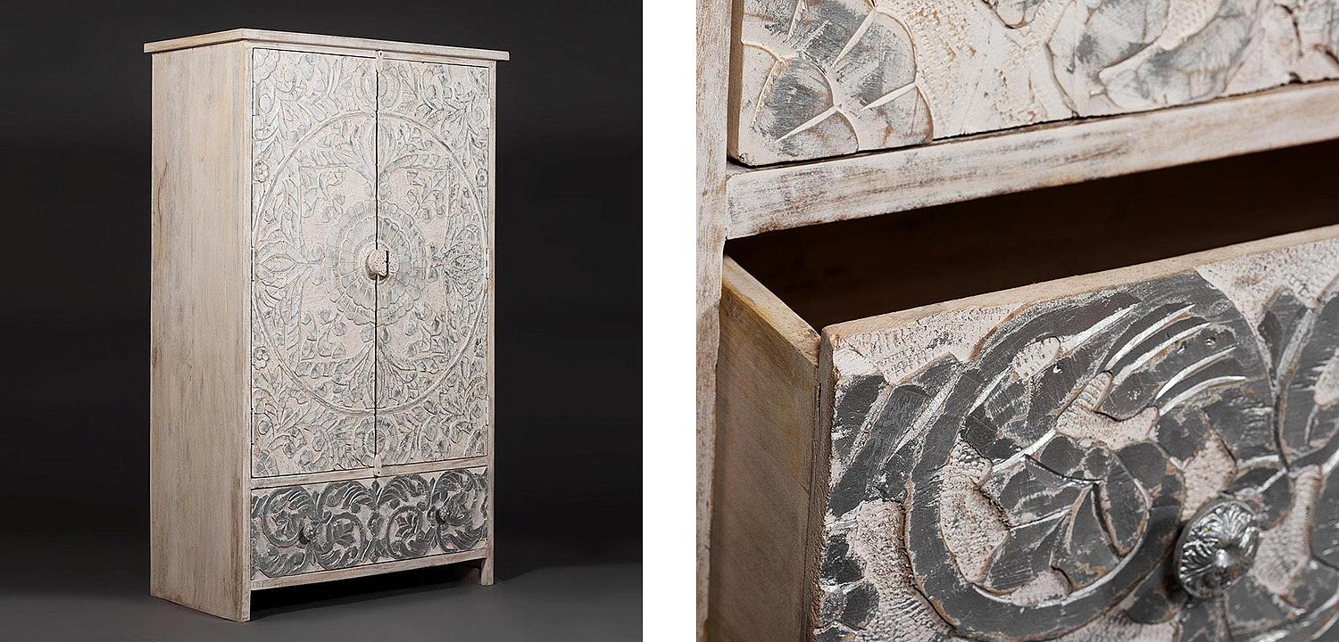 Шкаф Indian antique white Cupboard - Loft-Concept в Тюмени