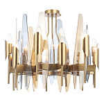 Люстра с вертикальными стеклянными элементами и металлическим каркасом цвета Латунь Vertical Glass варинант исполнения - 2 | Loft Concept в Тюмени