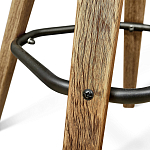 Барный стул со спинкой и металлической подставкой на 4-х деревянных ножках Коричневый Велюр Vendramin Chair варинант исполнения - 3 | Loft Concept в Тюмени