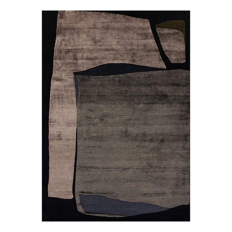 Ковер шелк Manhattan Wool Silk Carpet III Черный Серый Бежевый в Тюмени | Loft Concept 
