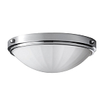 Потолочный светильник для ванных комнат цвета хром с белым матовым ребристым плафоном в форме полусферы Feiss варинант исполнения - 1 | Loft Concept в Тюмени