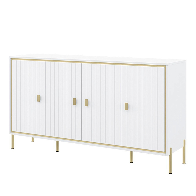 Консоль четырёхдверная с полками Antique Order Белый Золотой в Тюмени | Loft Concept 