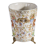 Кашпо с растительным и животным орнаментом на бронзовых ножках Turquoise Blooming Garden варинант исполнения - 3 | Loft Concept в Тюмени