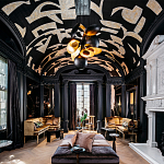 Обои ручная роспись в стиле Арт-деко Symphony Original colourway on Flint silk dupion варинант исполнения - 1 | Loft Concept в Тюмени