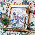 Постер в зеркальной раме в стиле шинуазри Chinoiserie Imperial Garden Peacocks on a Tree Poster варинант исполнения - 3 | Loft Concept в Тюмени